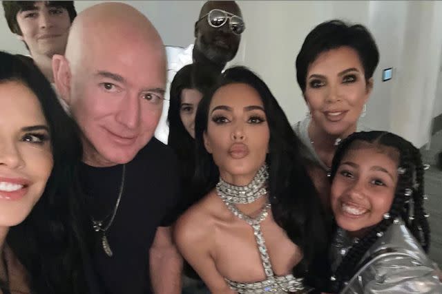 <p>Kim Kardashian/Instagram</p> Kim Kardashian, Kris Jenner, Jeff Bezos, MacKenzie Scott, Kris Jenner, Corey Gamble, and North West