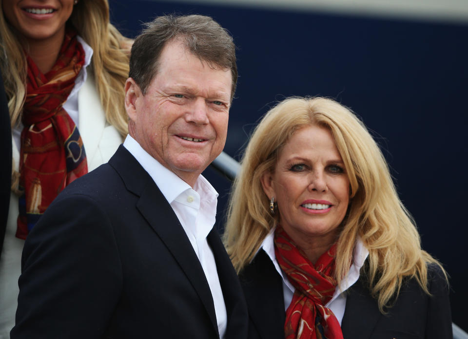 Tom Watson's wife, Hilary Watson, died on Wednesday at age 63 after a battle with pancreatic cancer. (Photo by Ross Kinnaird/Getty Images)