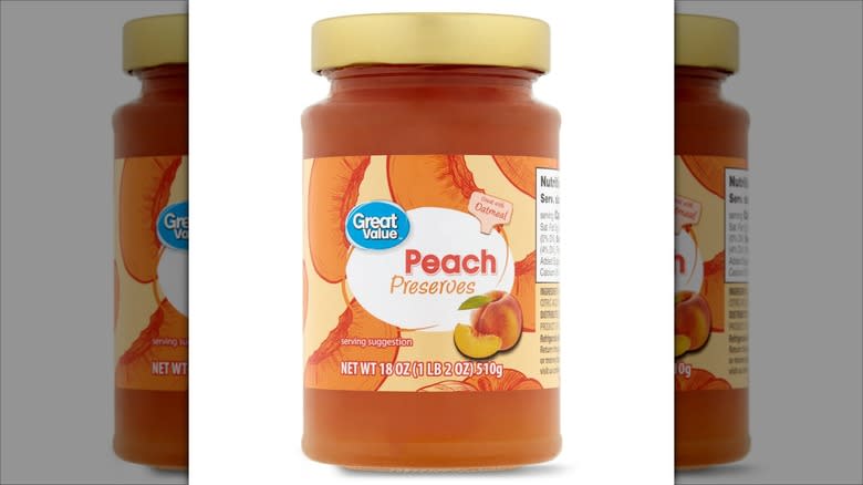 Great Value peach preserves jar