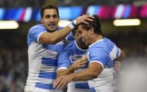 Rugby Union - Ireland v Argentina - IRB Rugby World Cup 2015 Quarter Final - Millennium Stadium, Cardiff, Wales - 18/10/15 Argentina's Juan Imhoff celebrates scoring their second try Reuters / Toby Melville Livepic -