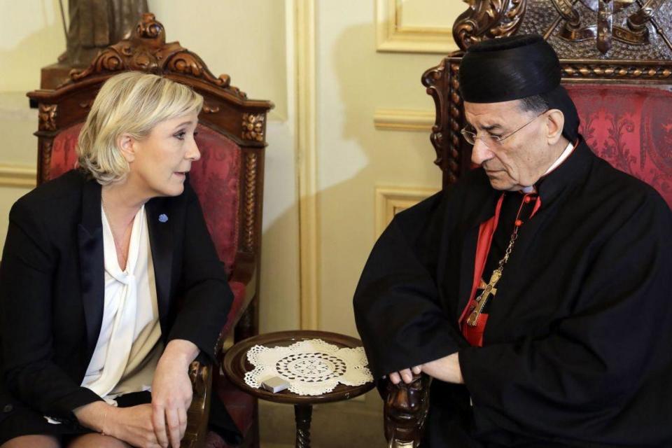 French presidential candidate Marine Le Pen meets Lebanon's Cardinal Mar Bechara Boutros al-Rai (AFP/Getty Images)