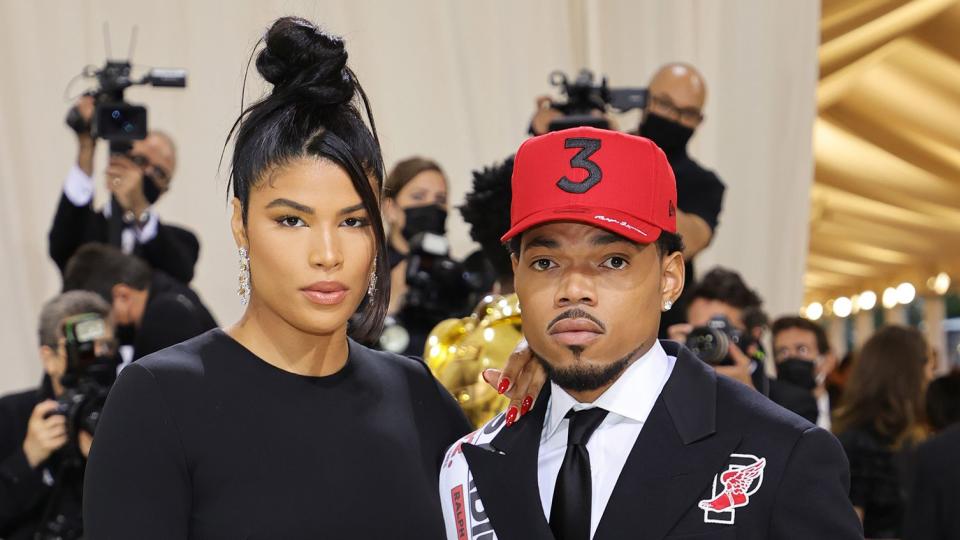 Chance the Rapper and Kirsten Corley attend The 2021 Met Gala Celebrating In America: A Lexicon Of Fashion at Metropolitan Museum of Art on September 13, 2021 in New York City