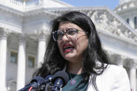FILE - Rep. Rashida Tlaib, D-Mich., speaks during a news conference on May 25, 2023, on Capitol Hill in Washington. (AP Photo/Mariam Zuhaib, File)