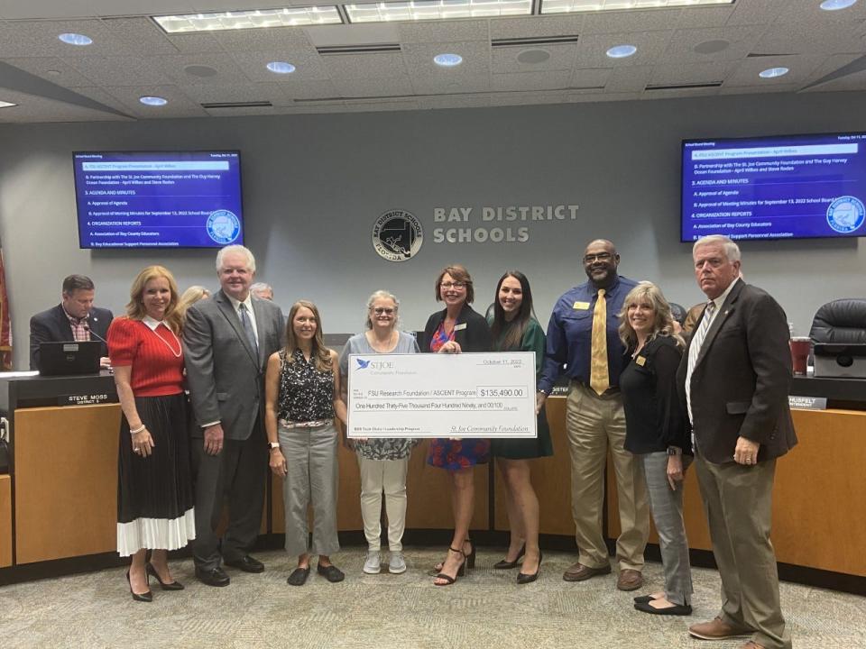 The St. Joe Community Foundation presented a check of $135,490 to FSU Panama City's ASCENT program on Tuesday.
