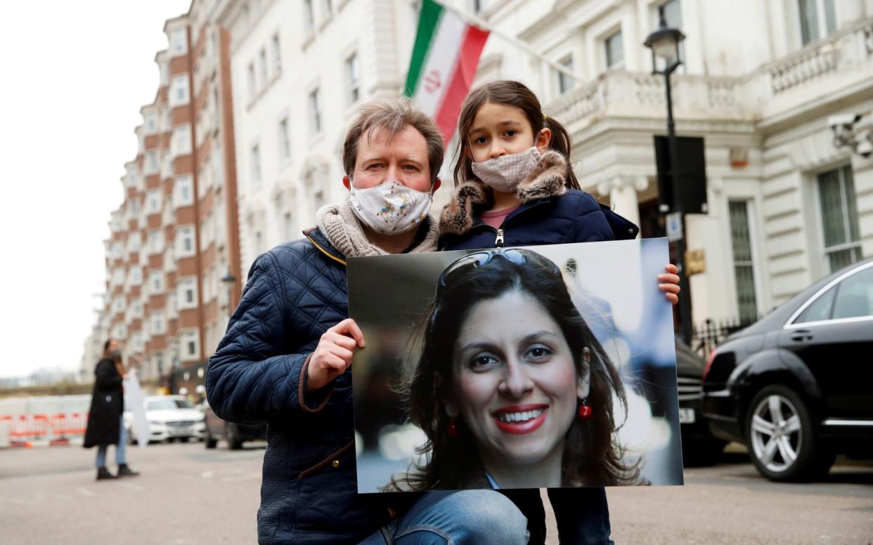 Richard Ratcliffe protests outside Iranian Embassy in London - Reuters