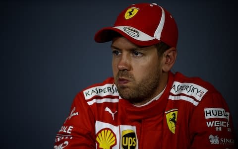 Sebastian Vettel of Germany and Scuderia Ferrari during the press conference after the qualifying for the Spanish Formula One Grand Prix at Circuit de Catalunya on May 12, 2018 in Montmelo, Spain - Credit: GETTY IMAGES