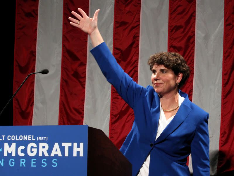 FILE PHOTO: Democratic congressional candidate Amy McGrath thanks all her supports after conceding at her election night party in Richmond