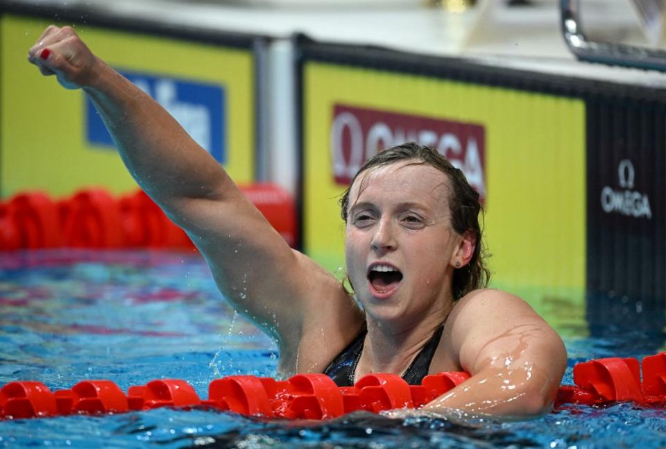 美國一姐雷德琪(Katie Ledecky)摘4金。法新社