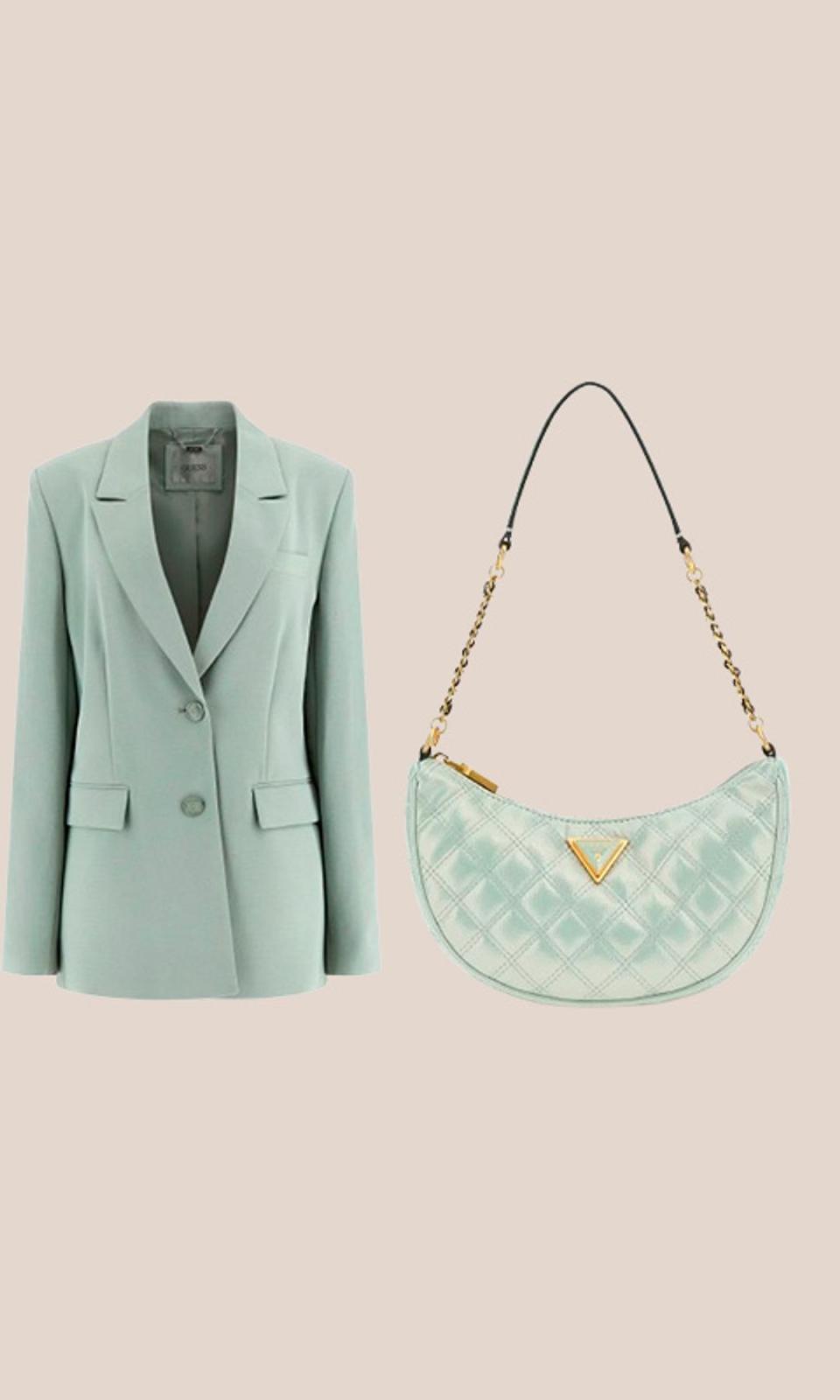 Americana y bolsos verde pastel de Guess