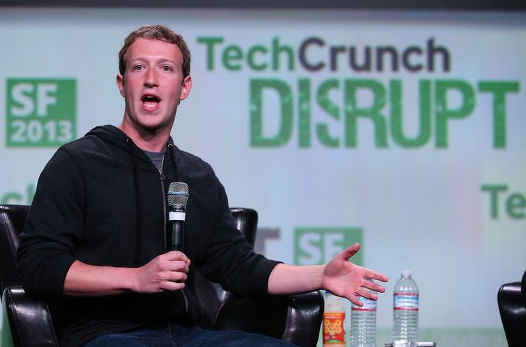 Facebook founder and CEO Mark Zuckerberg speaks during the 2013 TechCrunch Disrupt conference on September 11, 2013 in San Francisco, California