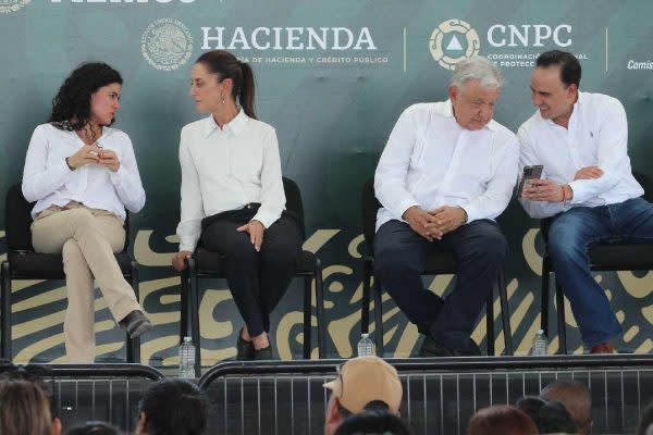 luisa maría alcalde, secretaria de gobernación, claudia sheinbaum y amlo en evento