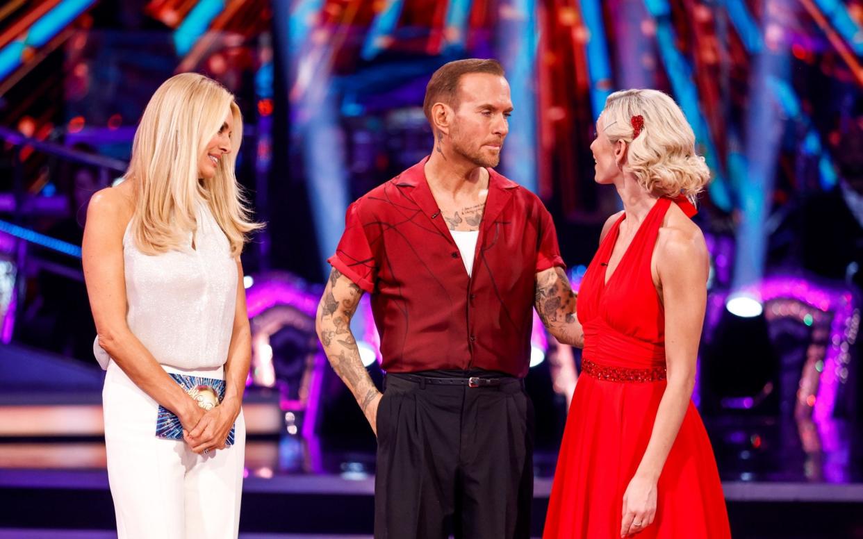 Tess Daly with eliminated couple Matt Goss and Nadiya Bychkova - Guy Levy/BBC