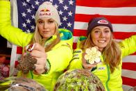 <p>Mikaela grew up idolizing Lindsey Vonn, but has stood on the same podium with the American skiing legend just once, despite a combined 193 top-three finishes in World Cup events. The lone instance? Jan. 19, in a downhill at Cortina d’Ampezzo, Italy, wherein Vonn and Shiffrin finished second and third, respectively. </p>