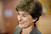 European Commissioner designate for Internal Market Sylvie Goulard waits for the start of her hearing at the European Parliament in Brussels, Thursday, Oct 10, 2019. (AP Photo/Olivier Matthys)