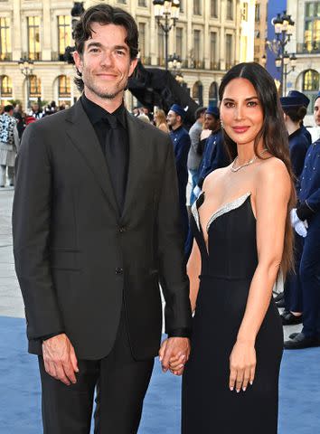 <p>Dave Benett/Getty Images</p> John Mulaney and Olivia Munn at Vogue World: Paris