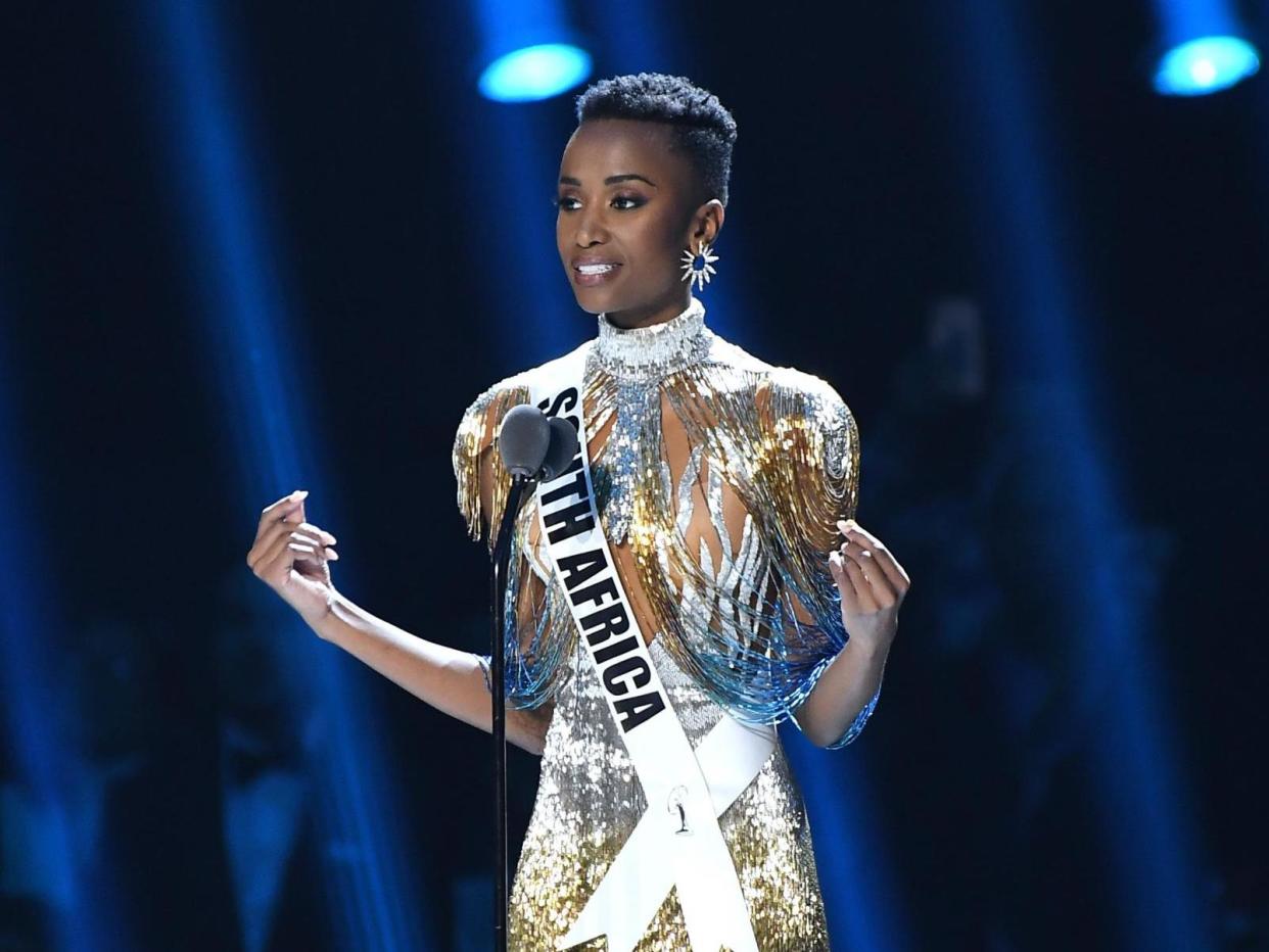 Miss Universe 2019 Zozibini Tunzi, of South Africa, appears onstage at the 2019 Miss Universe Pageant: Getty Images