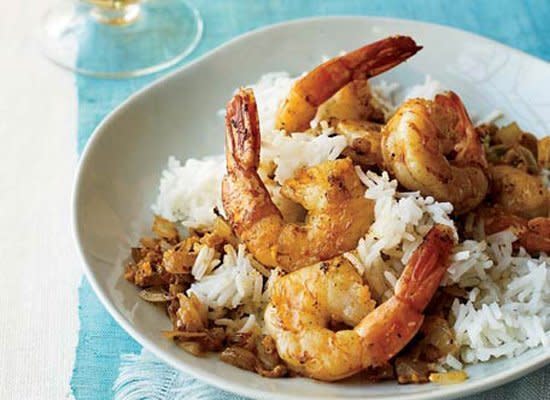 This South Indian shrimp curry gains a spicy hum from dried chiles as well as fresh jalapenos. Add the jalapenos cut in half so that they can be removed after cooking for those who prefer less heat.    <strong>Get the Recipe for <a href="http://www.huffingtonpost.com/2011/10/27/goan-shrimp-curry_n_1061081.html" target="_hplink">Goan Shrimp Curry</a></strong>        