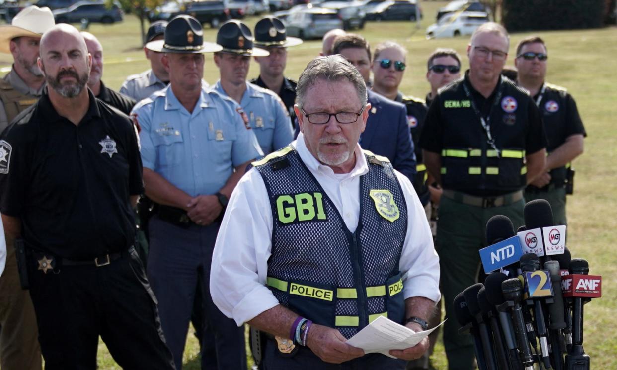 <span>Georgia bureau of investigations director Chris Honey speaks during a press conference after a shooting at Apalachee high school.</span><span>Photograph: Elijah Nouvelage/Reuters</span>