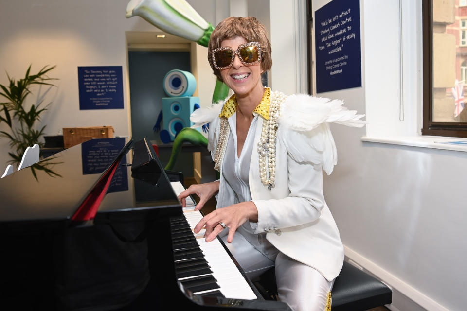 <p>London, UK. 8 October 2021. Smooth Radio’s Kate Garraway, dressed as Elton John, pictured at the Global studios in Leicester Square, to support Global’s Make Some Noise Charity Day. Picture date: Friday October 8, 2021. Photo credit should read: Matt Crossick/Empics</p>
