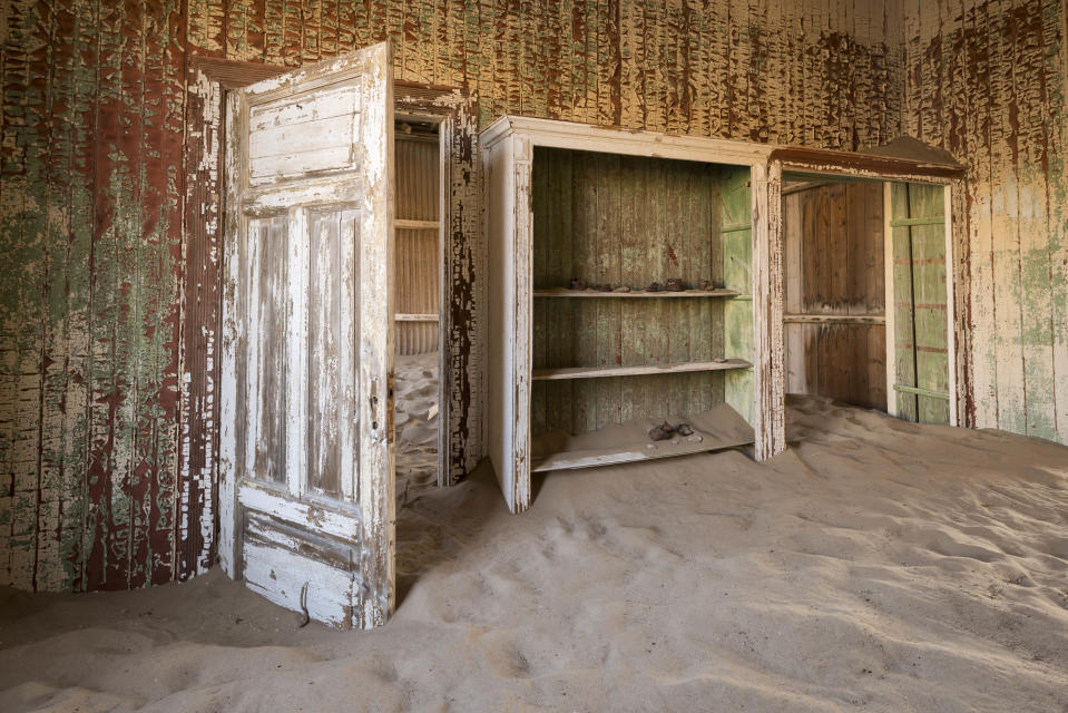 Abandoned diamond mine flooded by sand