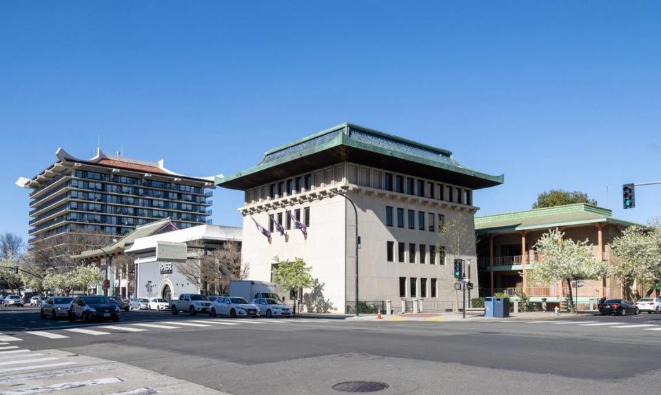 The Pagoda Building anchors the Chinatown Mall at Fifth and J streets.