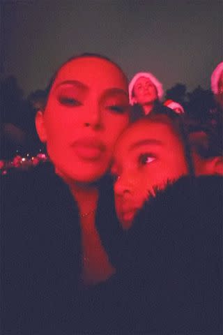 <p>Kim Kardashian /Instagram</p> Kim Kardashian (left) and Chicago photographed at Mariah Carey's Christmas show