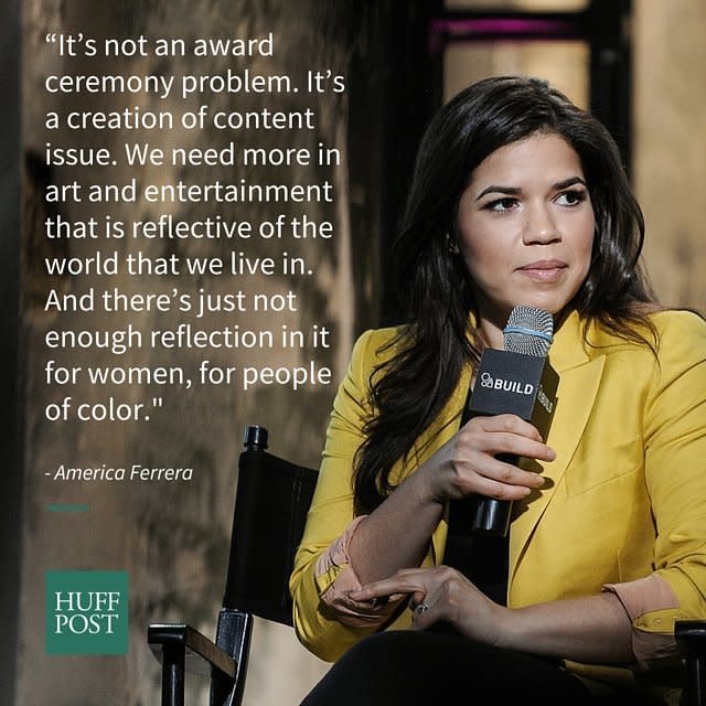 In 2007, America Ferrera became&nbsp;the first Latina to take home a Golden Globe in the best actress category. This year, she was joined by Gina Rodriguez in the Latina winners circle.&nbsp;But Ferrera told HuffPost that <a href="http://www.huffingtonpost.com/2015/03/03/america-ferrera-diversity_n_6794956.html">she was disheartened there haven't been&nbsp;more Latina winners since she first won</a>&nbsp;-- the actress also pointed that the problem was not with&nbsp;the&nbsp;award ceremony but the content creation process.
