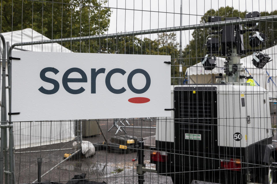 A sign indicates the location of the Montem Lane COVID-19 walk-in testing centre run by Serco on behalf of the Department of Health and Social Care on 4 October 2020 in Slough, United Kingdom. Slough Borough Council confirmed on 2nd October that its coronavirus infection rate is the highest in the south of England and Slough MP Tan Dhesi asked Health Secretary Matt Hancock in Parliament whether the Montem Lane test centre could be reverted to permit walk-in and drive-in visits without an appointment. (photo by Mark Kerrison/In Pictures via Getty Images)