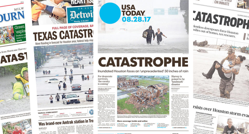 ‘CATASTROPHE UNFOLDS’: How newspapers covered Harvey