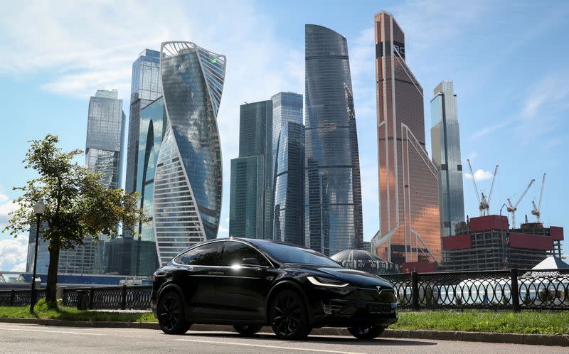 FILE PHOTO: A Tesla Model X electric vehicle is shown in Moscow