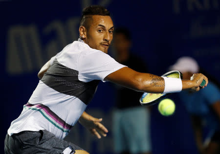 Tennis - ATP 500 - Acapulco Open, Acapulco, Mexico - February 28, 2019 Australia’s Nick Kyrgios in action during his match against Switzerland's Stan Wawrinka REUTERS/Henry Romero