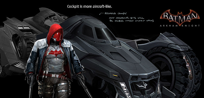 Batmobile & Red Hood Weaponry Concept Art For Batman: Arkham Knight