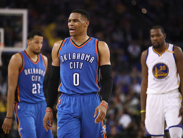 Russell Westbrook just wants the week to end. (Getty Images)