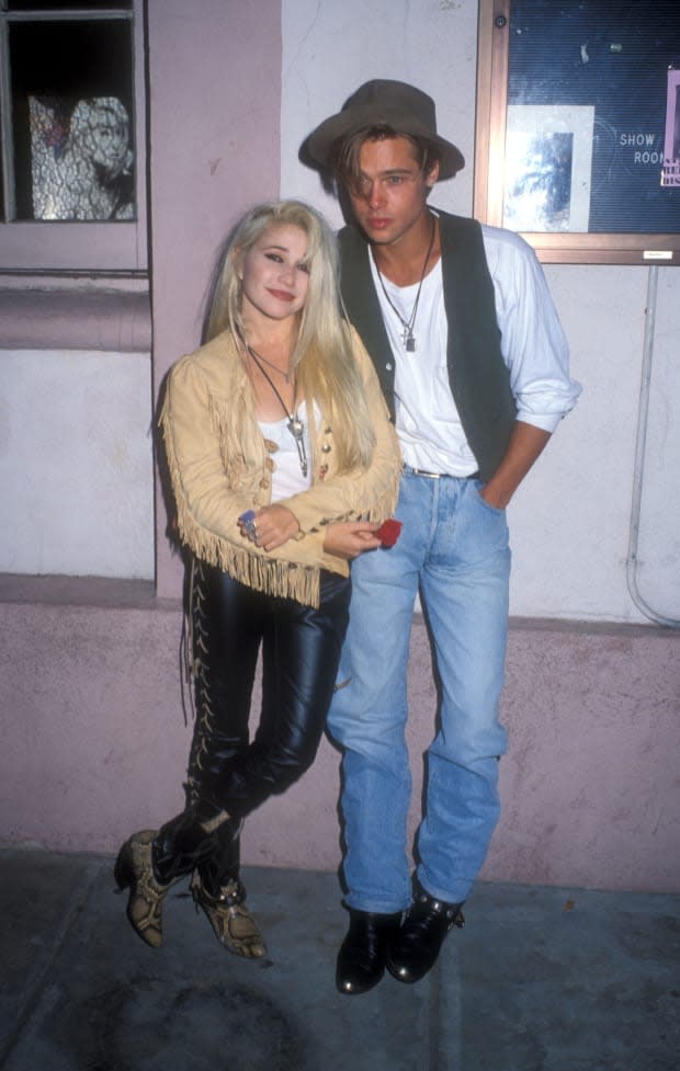 E.G. Daily and Brad Pitt at a concert in 1989<p>Barry King/WireImage</p>