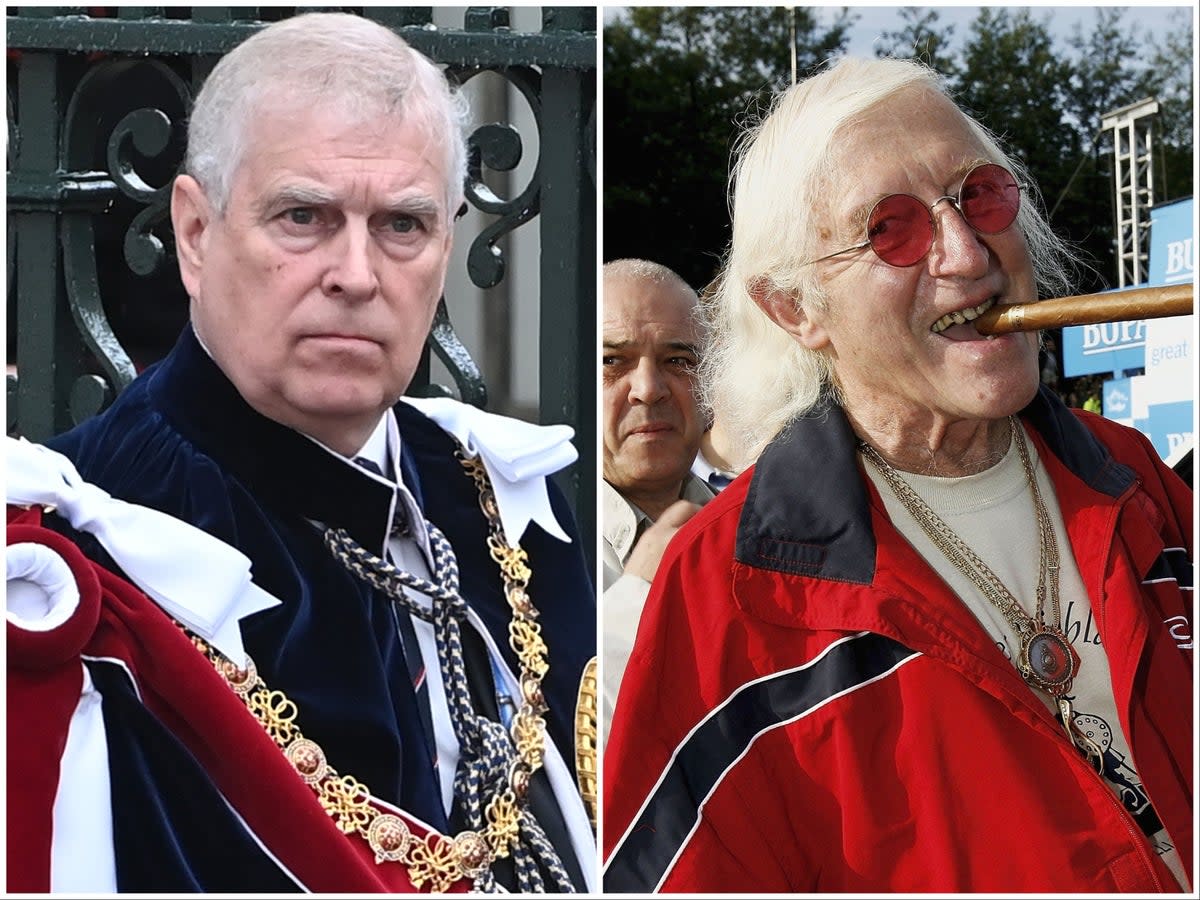 Prince Andrew and Jimmy Savile – it was known that Savile was close to the royal family, particularly Charles (Getty)