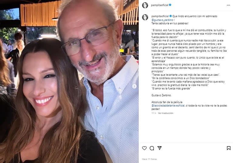 El emotivo mensaje de Pampita para Gustavo Zerbino (Foto: Instagram @pampitaoficial)