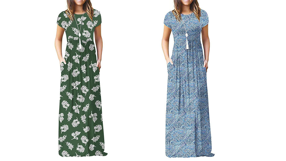 Viishow green and white floral pattern and blue paisley pattern maxi dress