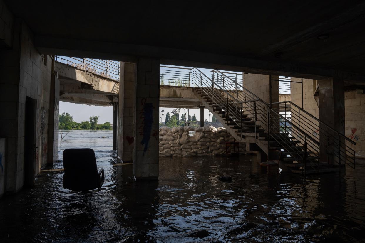 A flooded area is seen in the water in Kherson, Ukraine (Copyright 2020 The Associated Press. All rights reserved)