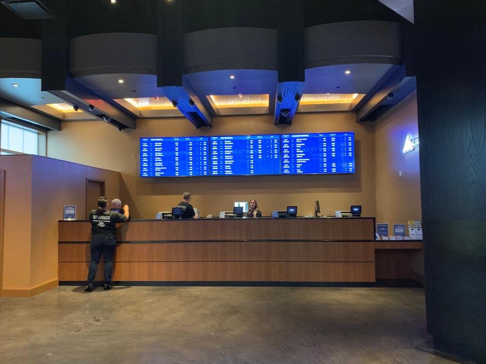 Ticket counter where patrons at Hollywood Casino can now place sports bets.
