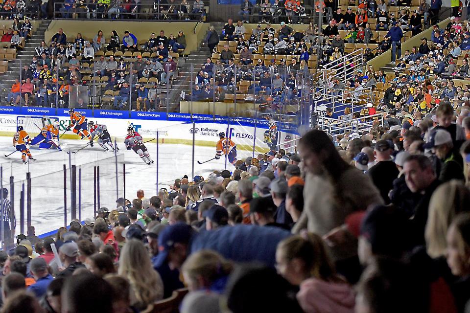 A large crowd was on hand Saturday for the Worcester Railers' Opening Night at the DCU Center.
