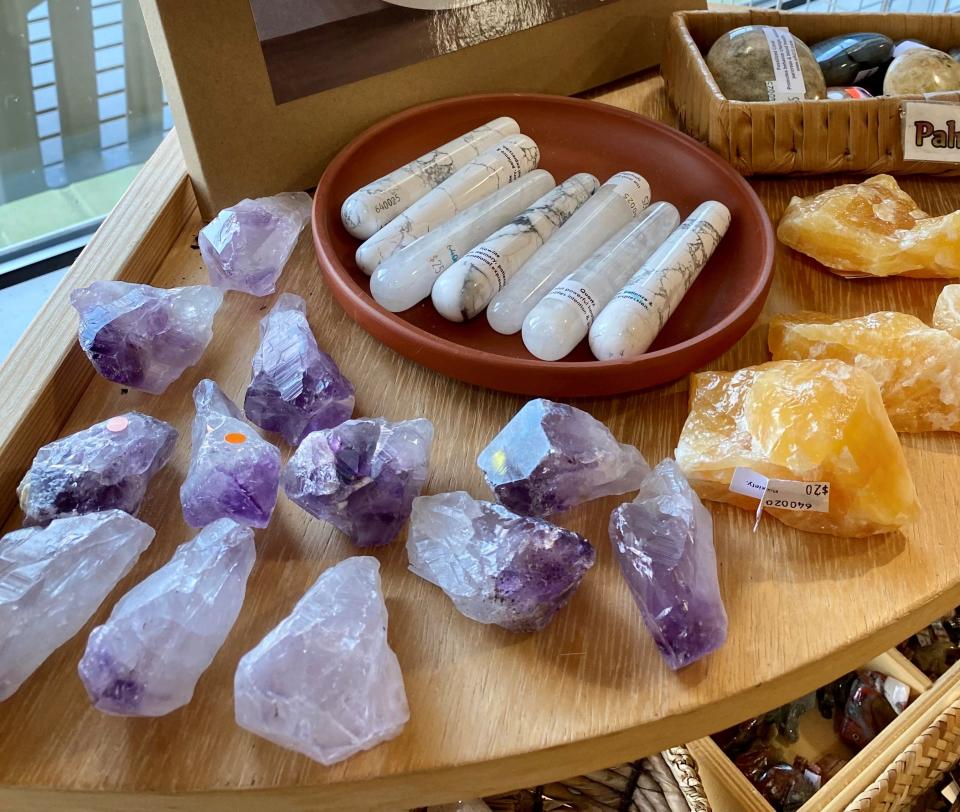 A variety of crystals are avaiable at Rainbow Blossom Natural Food Markets