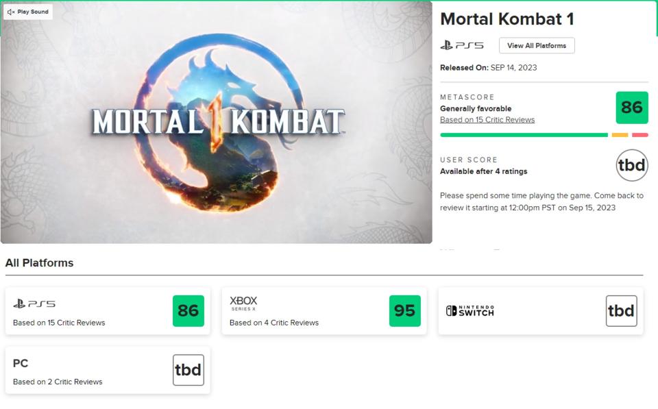 Mortal Kombat 1 debutó con el pie derecho en Metacritic