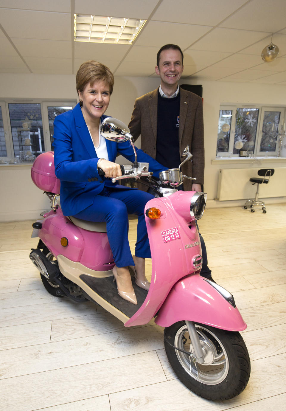 SNP leader Nicola Sturgeon during a visit to Craig Boyd Hairdressing in Leven, Fife, whilst on the General Election campaign trail.