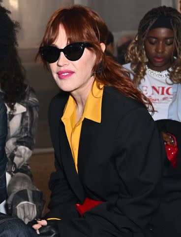 <p>Jed Cullen/Dave Benett/Getty</p> Molly Ringwald attends the Helmut Lang show on Feb. 9 during New York Fashion Week