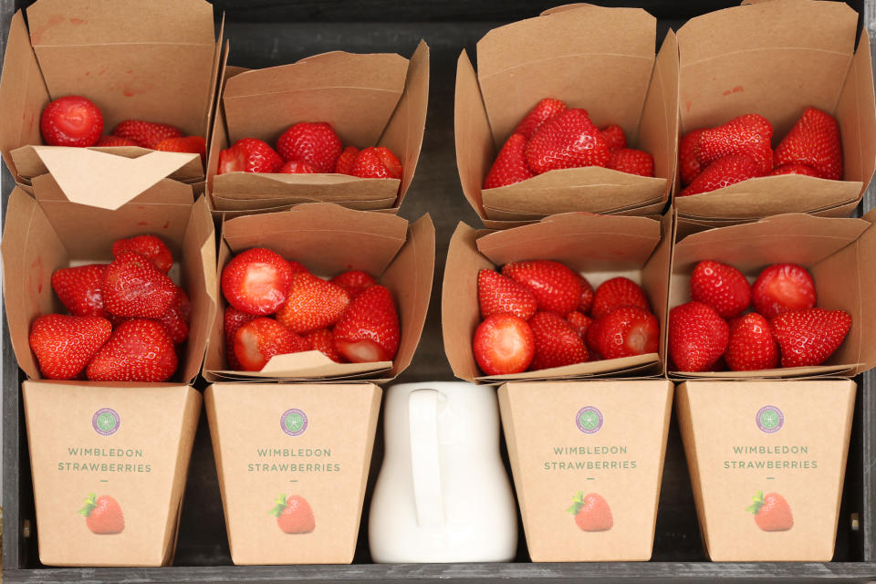 Strawberries are seen during Day One of The Championships Wimbledon 2022. (Getty Images)