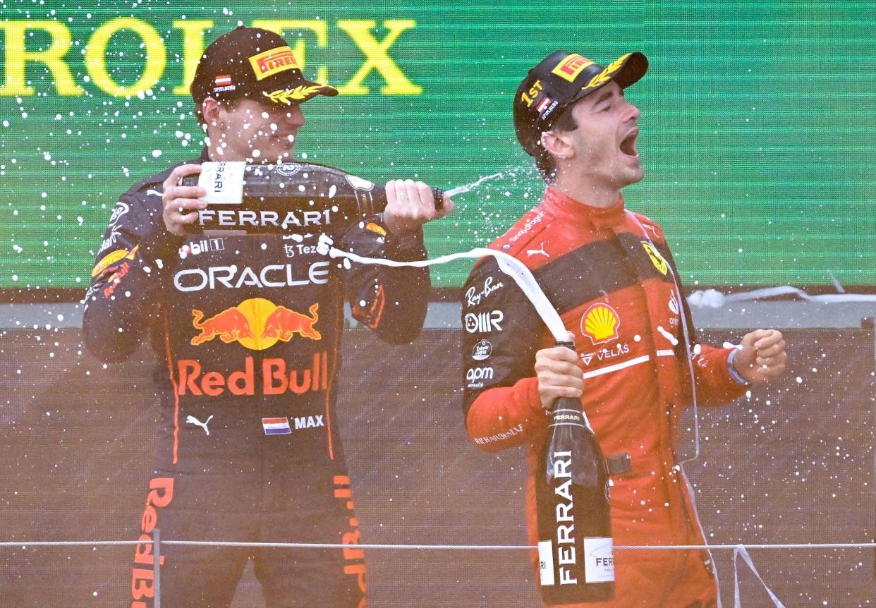 Max Verstappen and Charles Leclerc