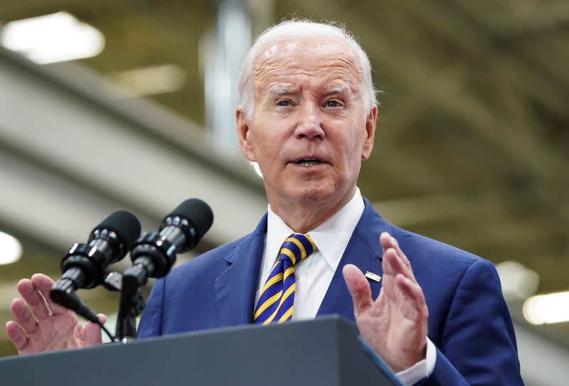 U.S. President Biden speaks about Hawaiian wildfires during visit to Milwaukee, Wisconsin