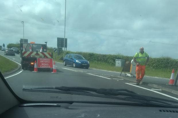 Multi vehicle crash on A40 today at Treffgarne