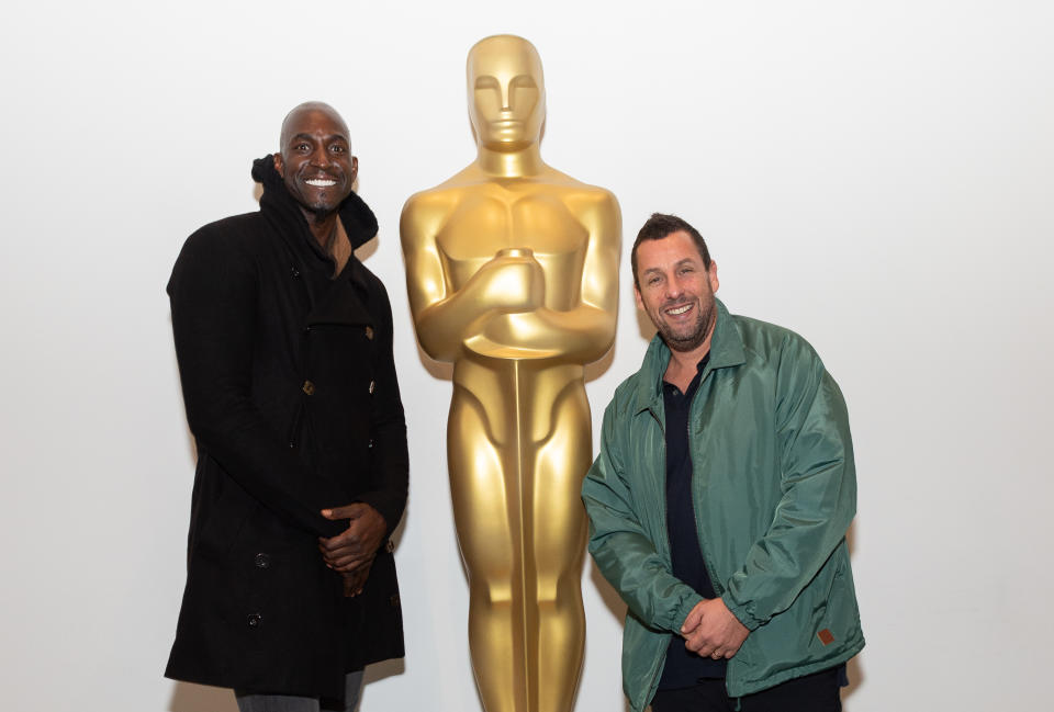 NEW YORK, NEW YORK - DECEMBER 03: Kevin Garnett and Adam Sandler attend The Academy Of Motion Picture Arts & Sciences Hosts An Official Academy Screening Of UNCUT GEMS at MOMA - Celeste Bartos Theater on December 03, 2019 in New York City. (Photo by Mark Sagliocco/Getty Images for The Academy of Motion Picture Arts & Sciences )