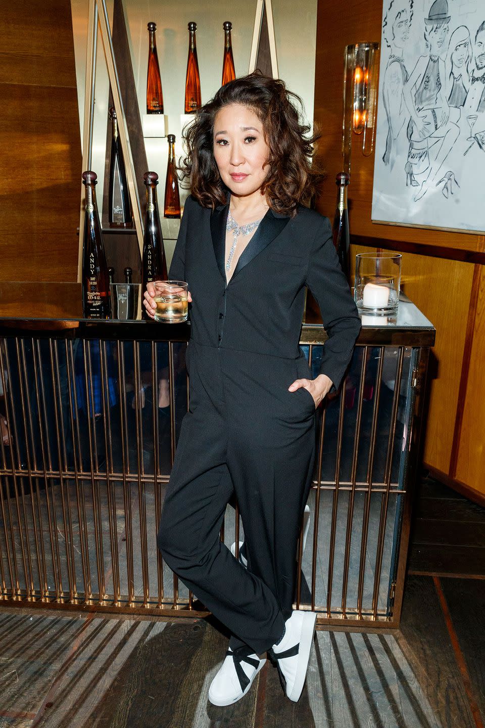 <p>At her and Andy Samberg's private Golden Globes after party with Tequila Don Julio 1942.</p>